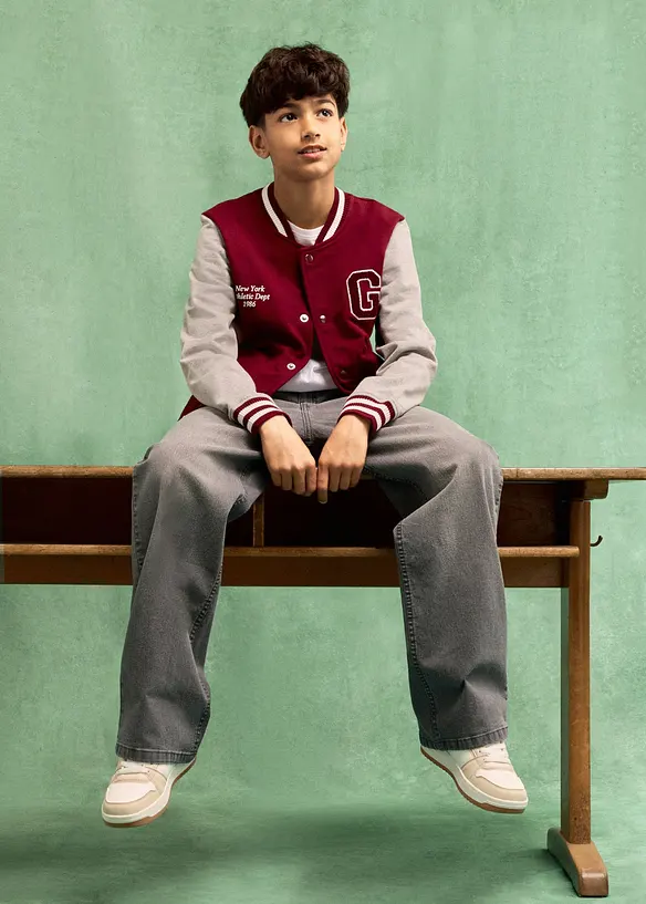 Giacca varsity in felpa di cotone morbido, bonprix