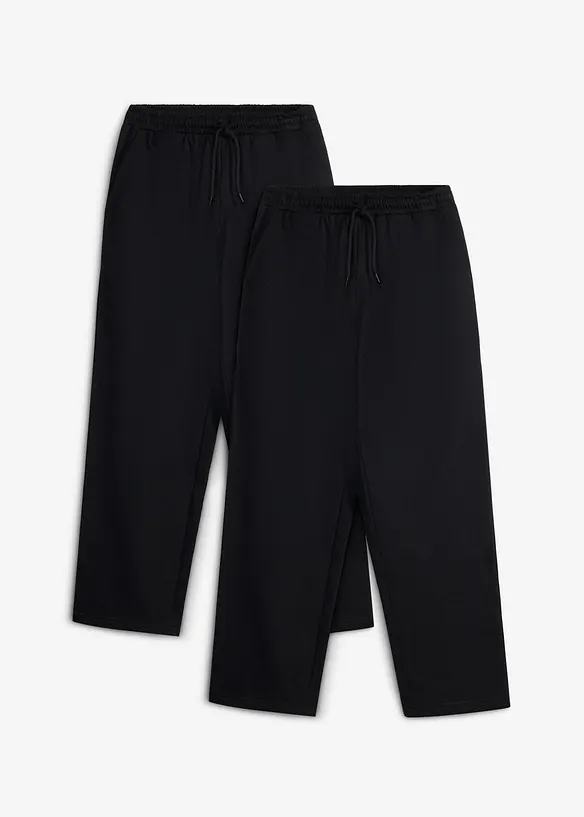 Pantaloni da jogging larghi con cotone biologico morbido (pacco da 2), bonprix