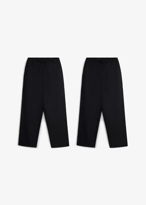 Pantaloni da jogging larghi con cotone biologico morbido (pacco da 2), bonprix