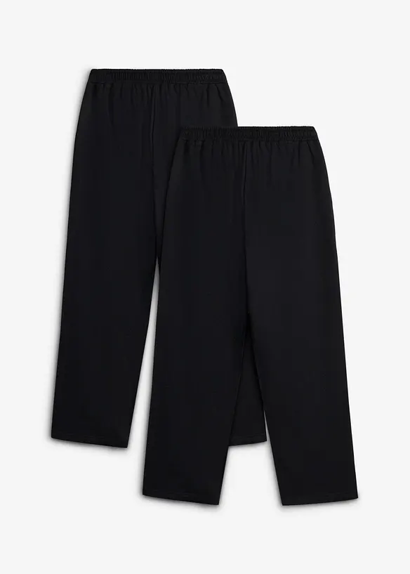 Pantaloni da jogging larghi con cotone biologico morbido (pacco da 2), bonprix