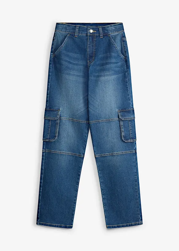 Jeans cargo loose fit con vita regolabile, straight, bonprix
