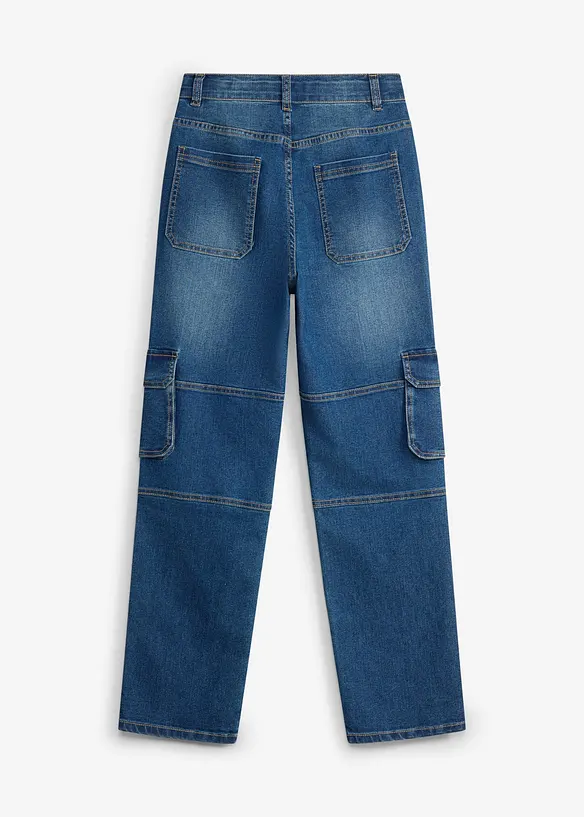 Jeans cargo loose fit con vita regolabile, straight, bonprix