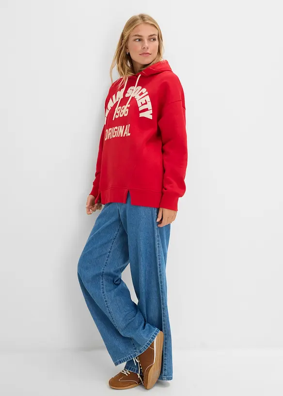 Felpa oversize in puro cotone con cappuccio, bonprix