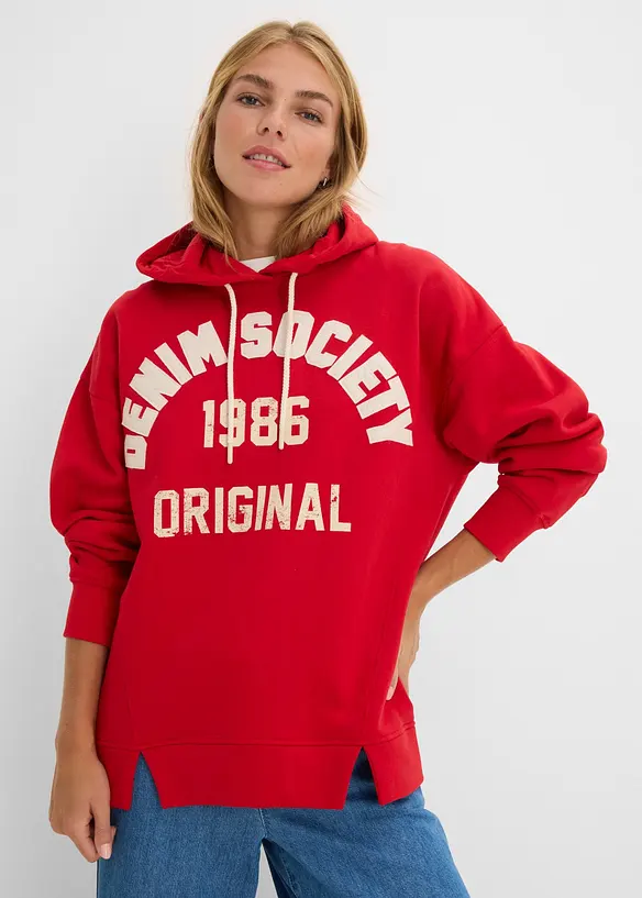 Felpa oversize in puro cotone con cappuccio, bonprix
