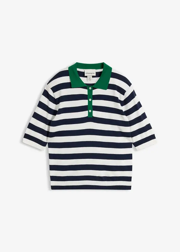 Maglia in filato fine con collo a polo, bonprix