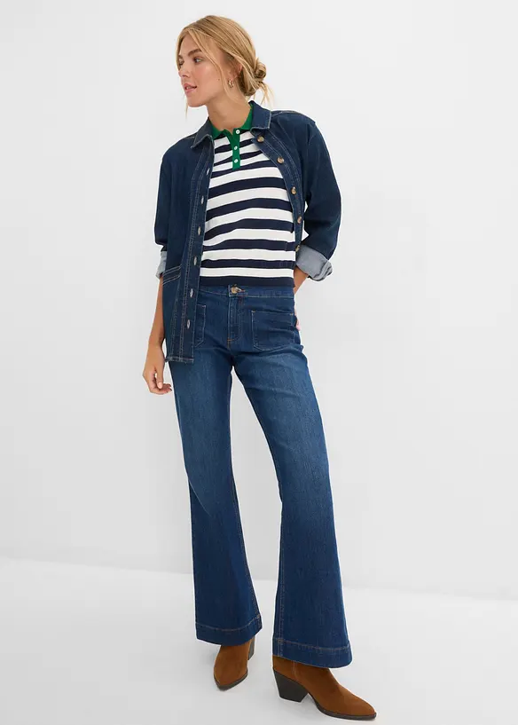 Maglia in filato fine con collo a polo, bonprix