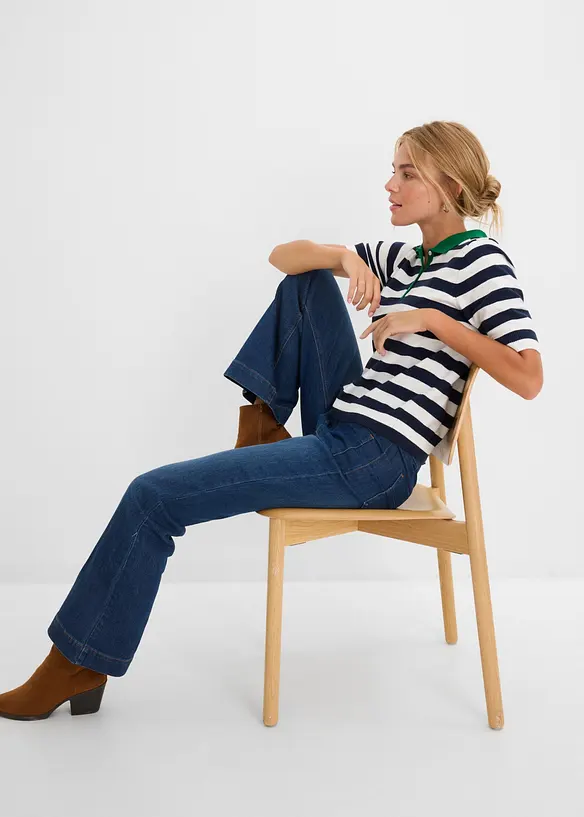 Maglia in filato fine con collo a polo, bonprix