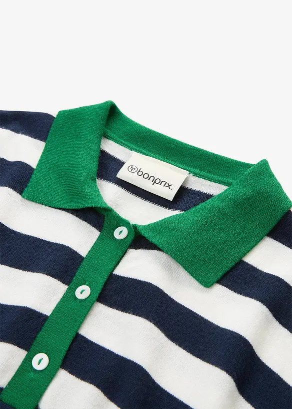 Maglia in filato fine con collo a polo, bonprix