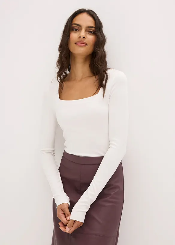 Maglia a maniche lunghe con scollo quadrato, bonprix