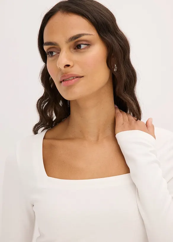 Maglia a maniche lunghe con scollo quadrato, bonprix