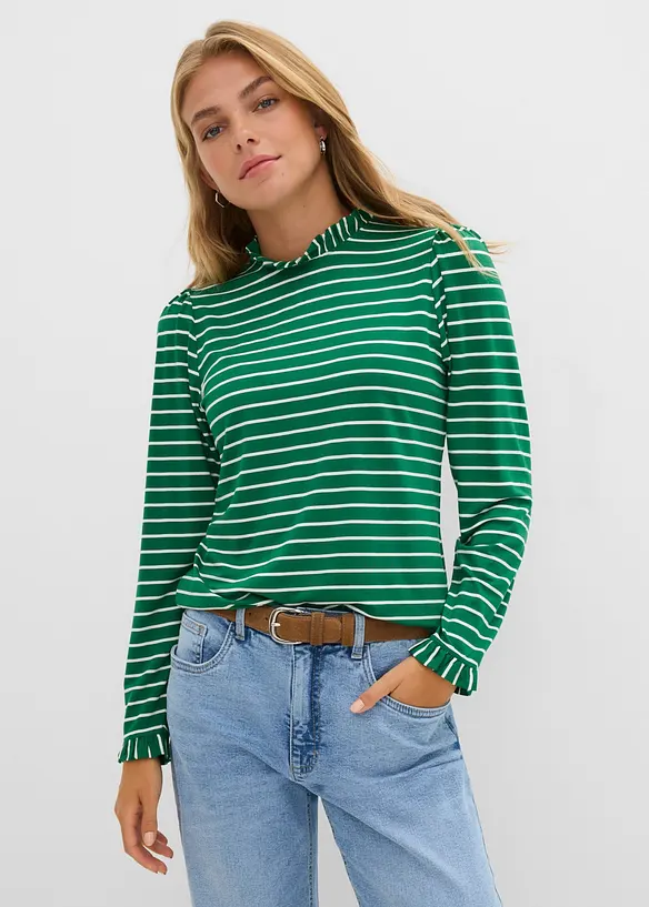 Maglia a maniche lunghe con ruches, bonprix