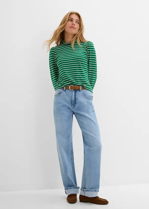 Maglia a maniche lunghe con ruches, bonprix