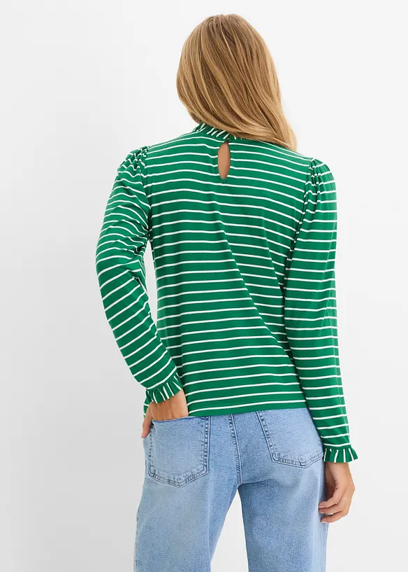 Maglia a maniche lunghe con ruches, bonprix