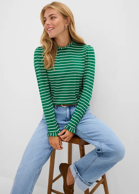 Maglia a maniche lunghe con ruches, bonprix