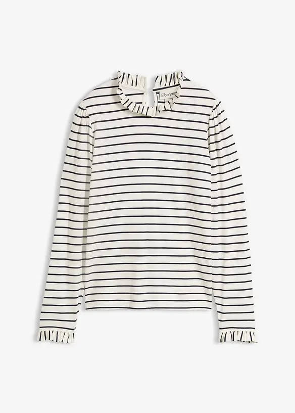 Maglia a maniche lunghe con ruches, bonprix