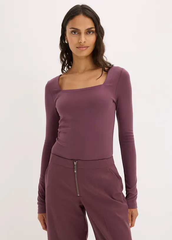 Maglia a maniche lunghe con scollo quadrato, bonprix