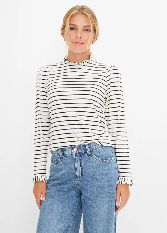 Maglia a maniche lunghe con ruches, bonprix