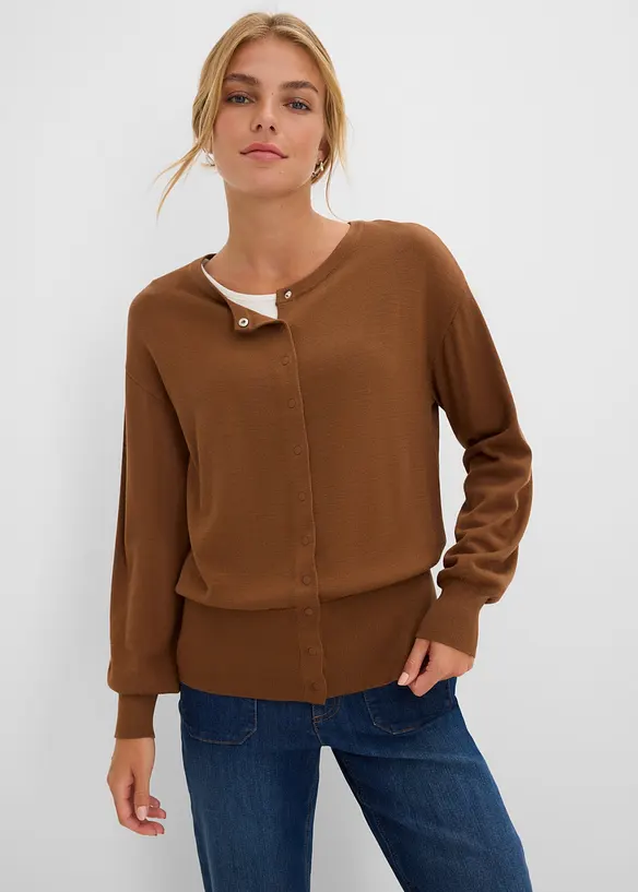 Cardigan in filato fine di misto viscosa morbido, bonprix