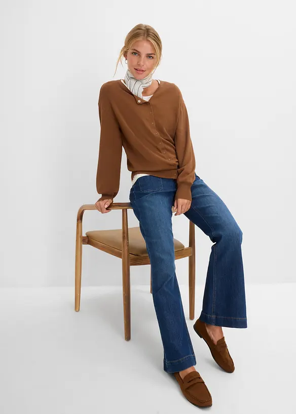Cardigan in filato fine di misto viscosa morbido, bonprix