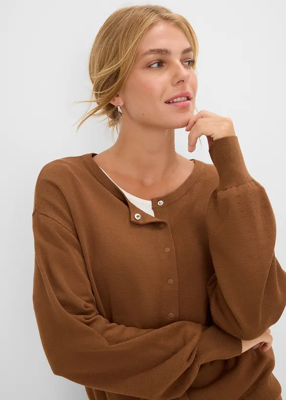 Cardigan in filato fine di misto viscosa morbido, bonprix
