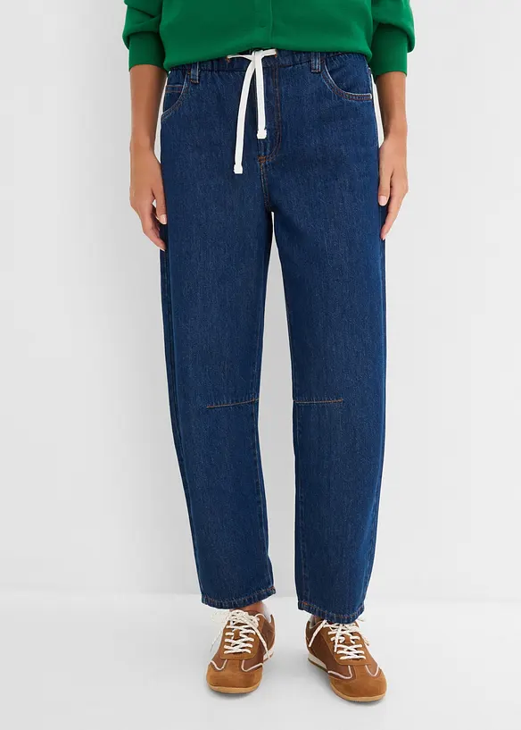 Jeans barrel cropped, vita media, bonprix
