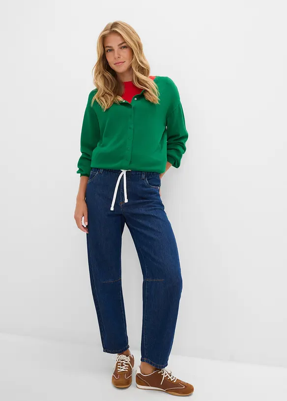 Jeans barrel cropped, vita media, bonprix