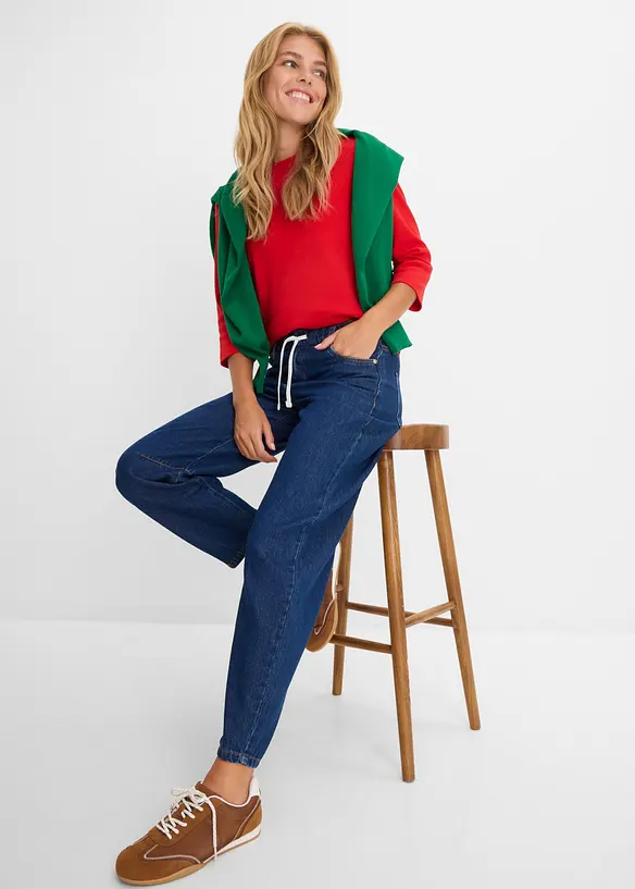 Jeans barrel cropped, vita media, bonprix