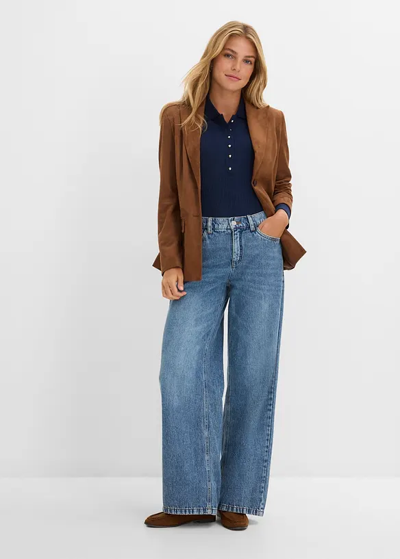 Jeans wide leg, vita media, bonprix