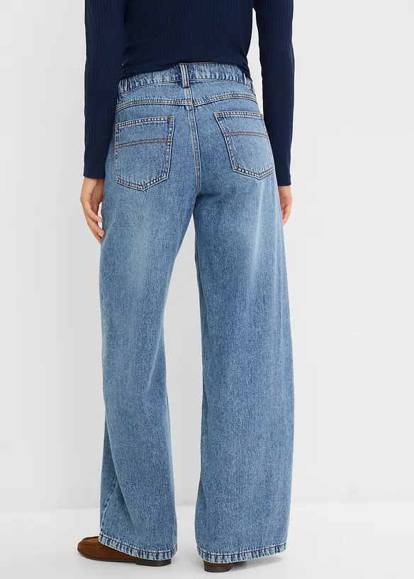 Jeans wide leg, vita media, bonprix