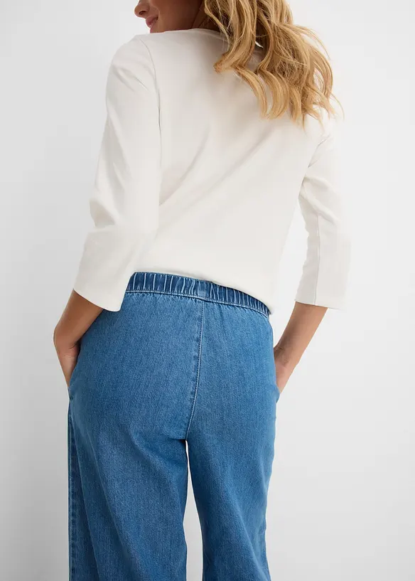 Jeans wide leg leggeri, vita media, bonprix