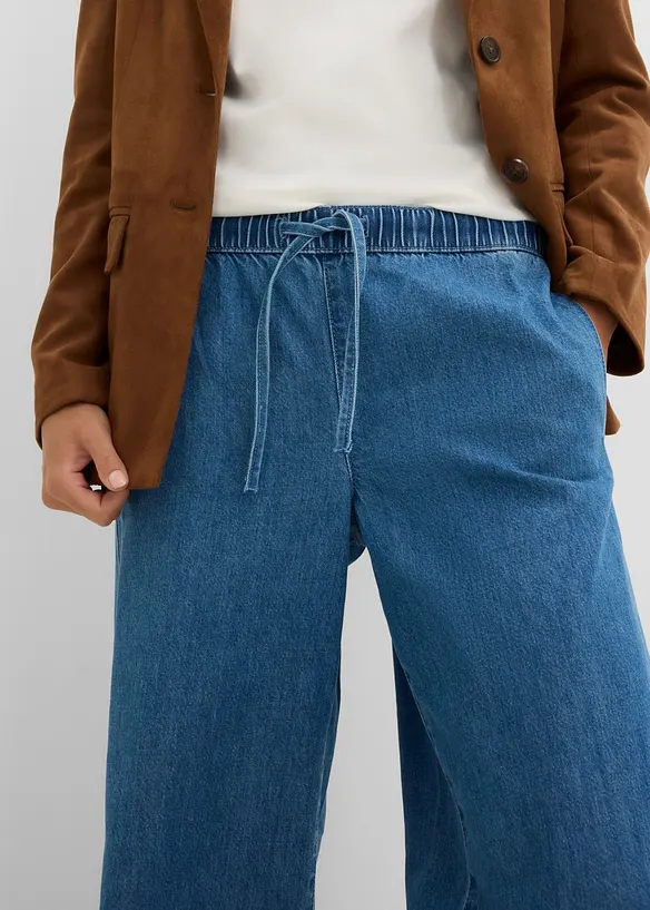 Jeans wide leg leggeri, vita media, bonprix