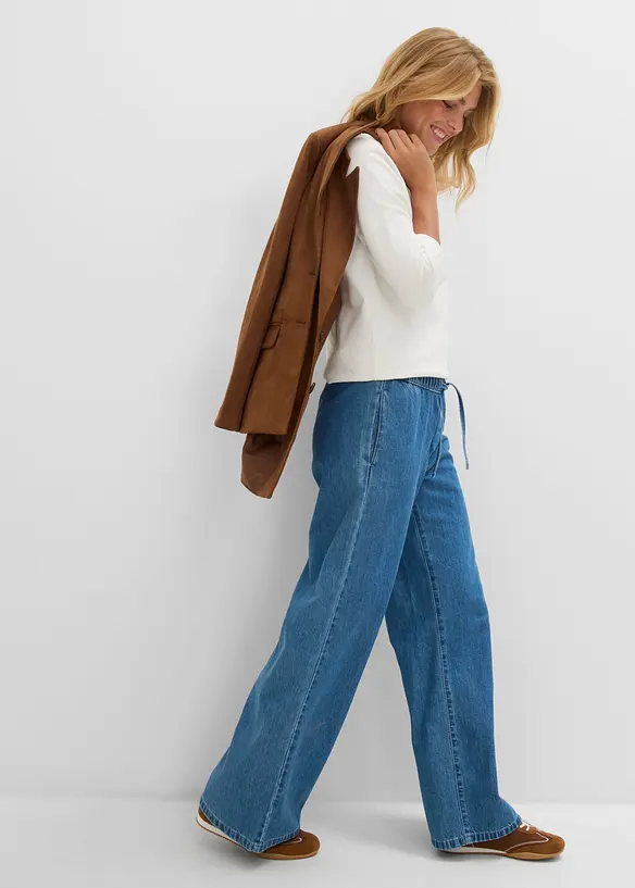 Jeans wide leg leggeri, vita media, bonprix