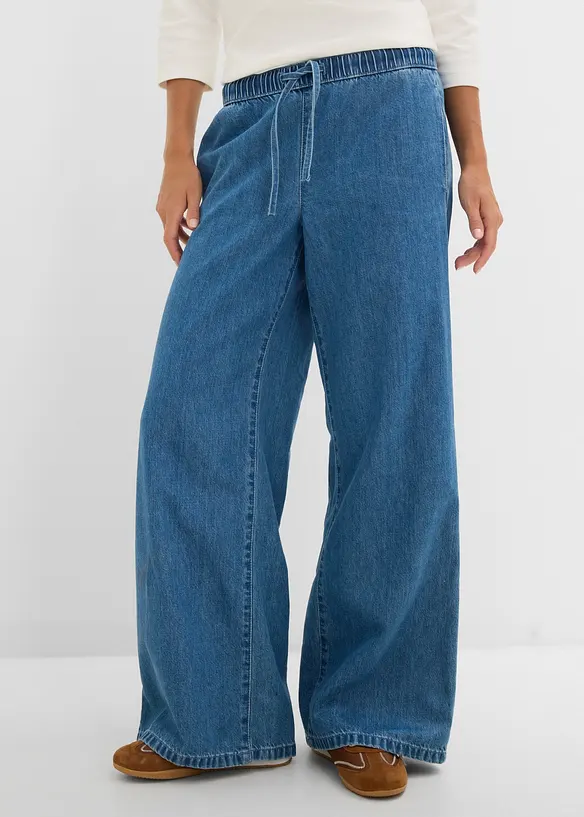 Jeans wide leg leggeri, vita media, bonprix