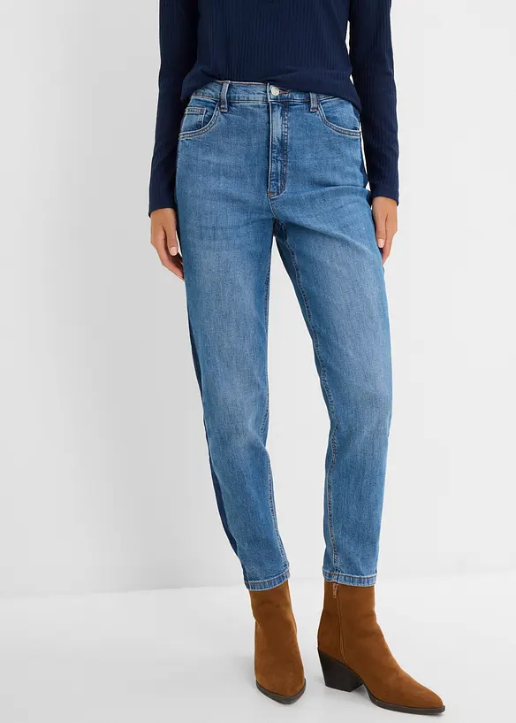 Mom jeans cropped, vita alta, bonprix