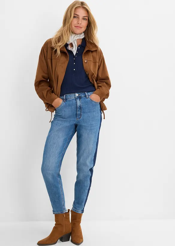 Mom jeans cropped, vita alta, bonprix