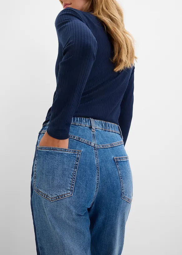 Mom jeans cropped, vita alta, bonprix