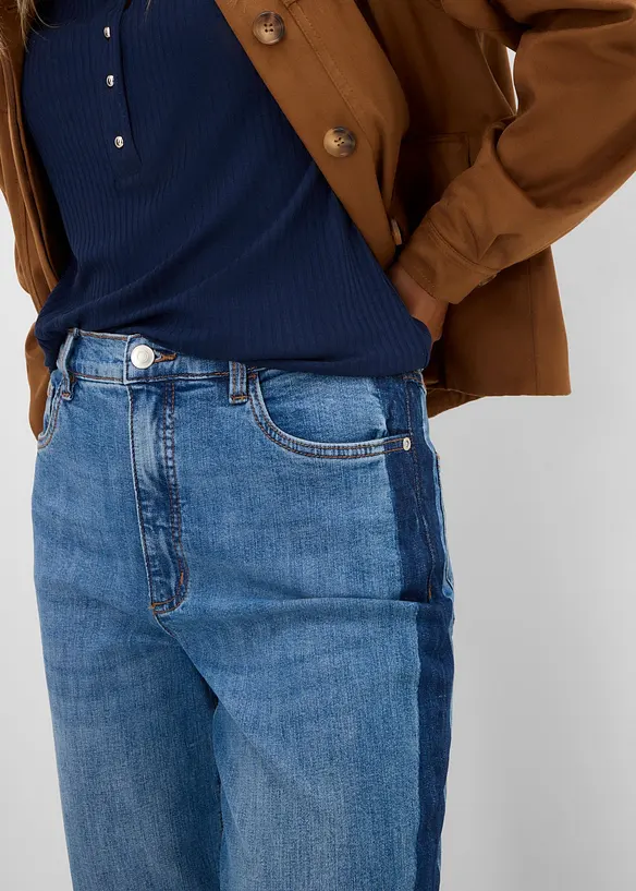 Mom jeans cropped, vita alta, bonprix