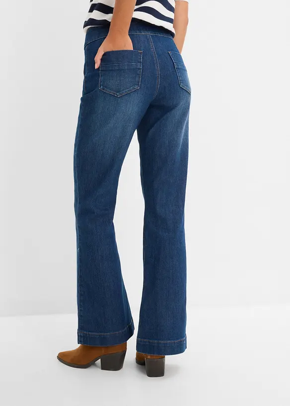 Jeans a zampa, vita media, bonprix
