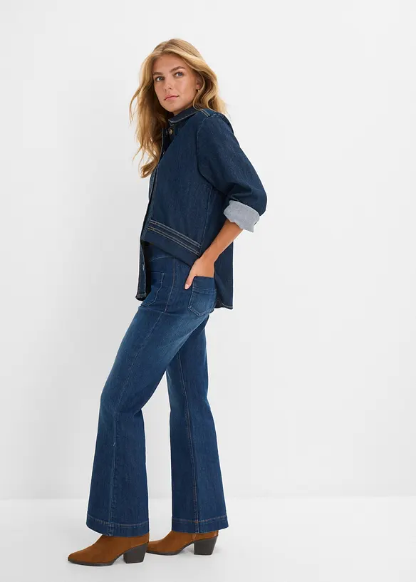 Jeans a zampa, vita media, bonprix