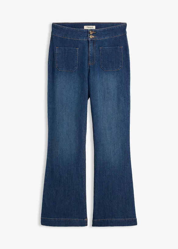 Jeans a zampa, vita media, bonprix