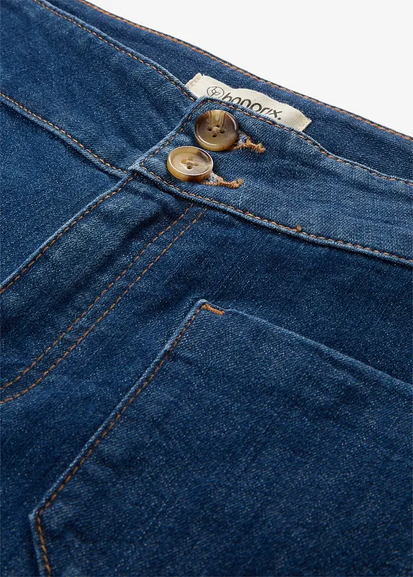 Jeans a zampa, vita media, bonprix