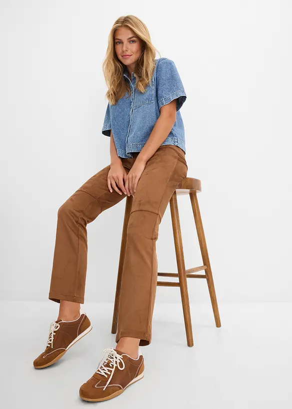 Pantaloni cropped in similpelle scamosciata, bonprix
