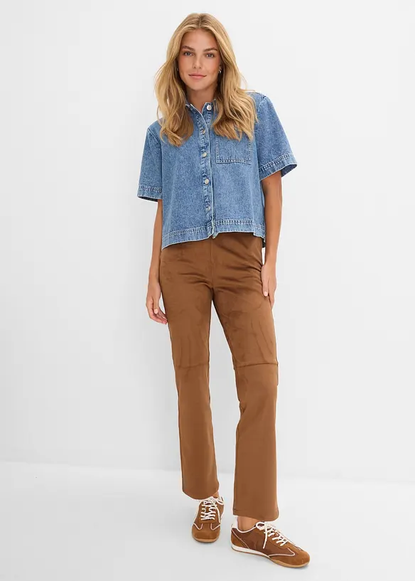 Pantaloni cropped in similpelle scamosciata, bonprix