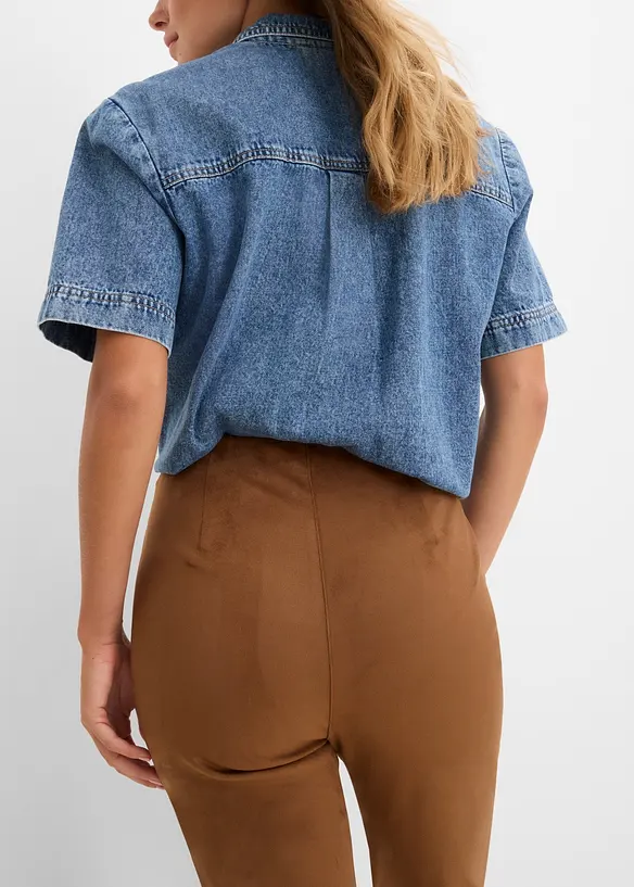 Pantaloni cropped in similpelle scamosciata, bonprix