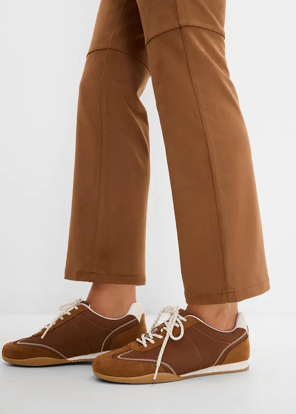 Pantaloni cropped in similpelle scamosciata, bonprix
