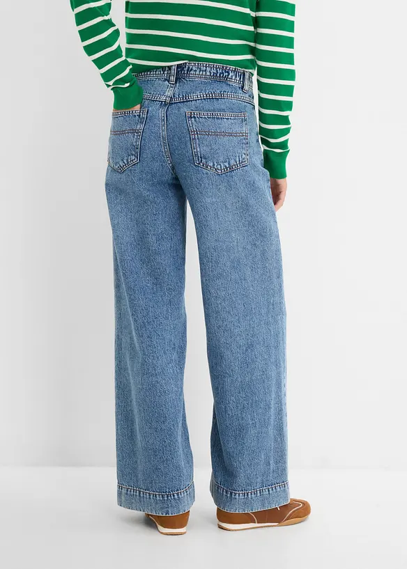 Jeans wide leg, vita media, bonprix
