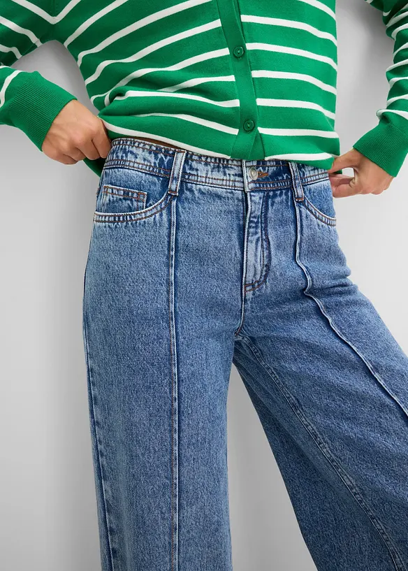 Jeans wide leg, vita media, bonprix