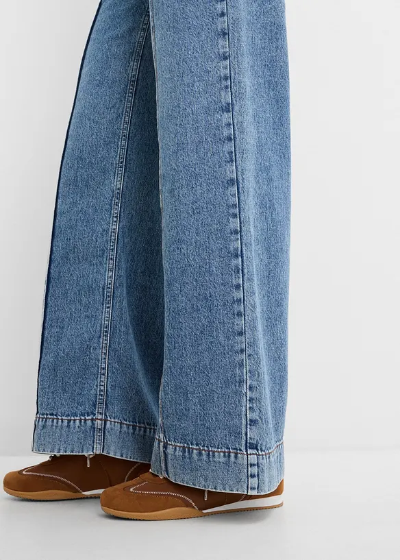 Jeans wide leg, vita media, bonprix