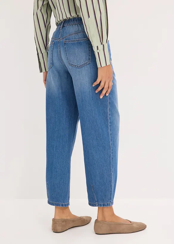 Jeans barrel cropped, vita media, bonprix