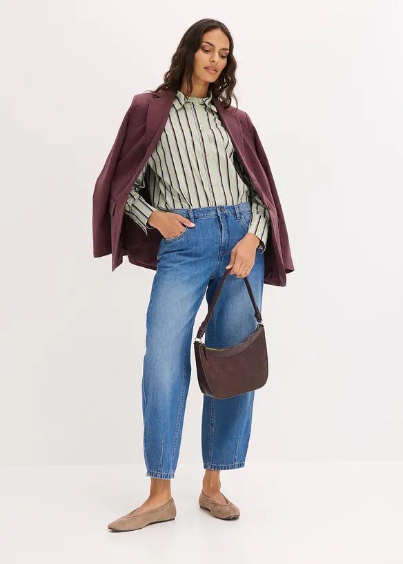 Jeans barrel cropped, vita media, bonprix